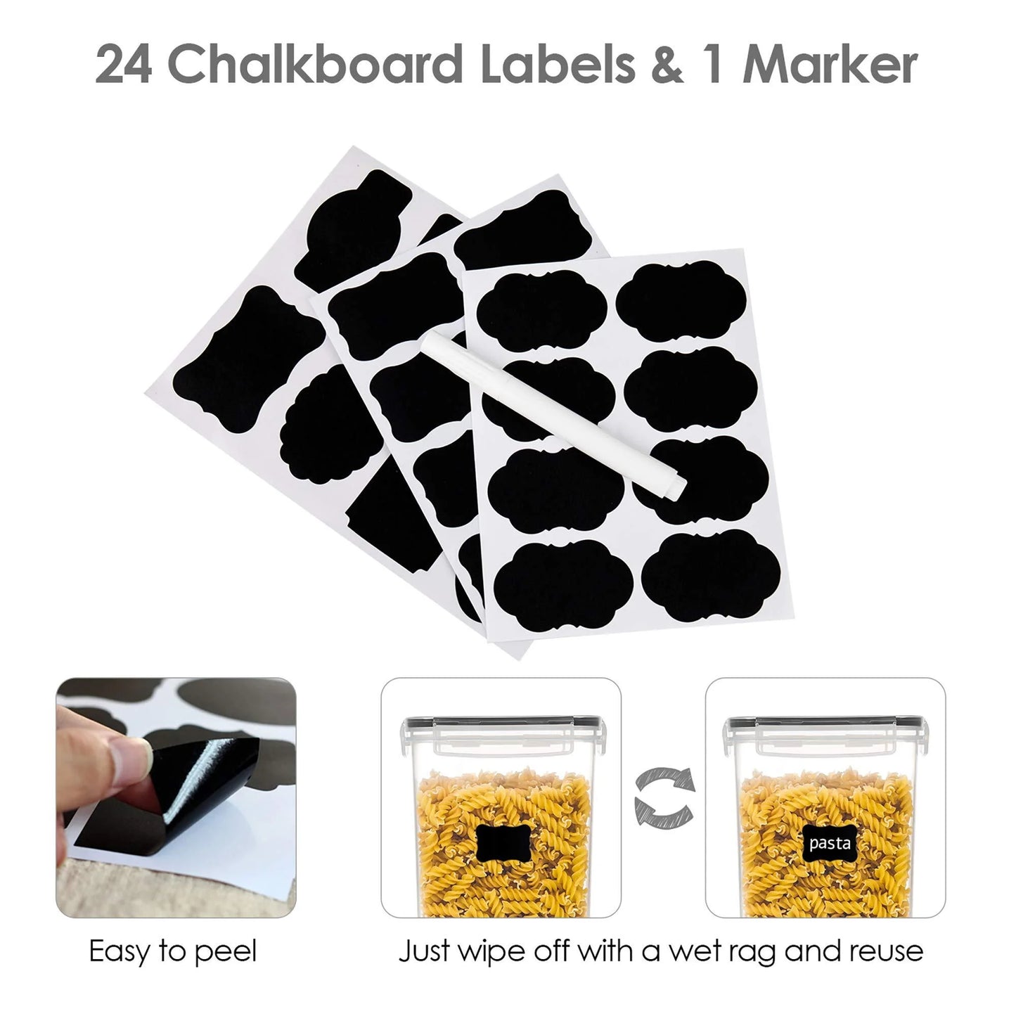 Airtight Food Storage Containers Set, Bpa-Free 7Pcs Plastic Kitchen and Pantry Organization Canisters, Black