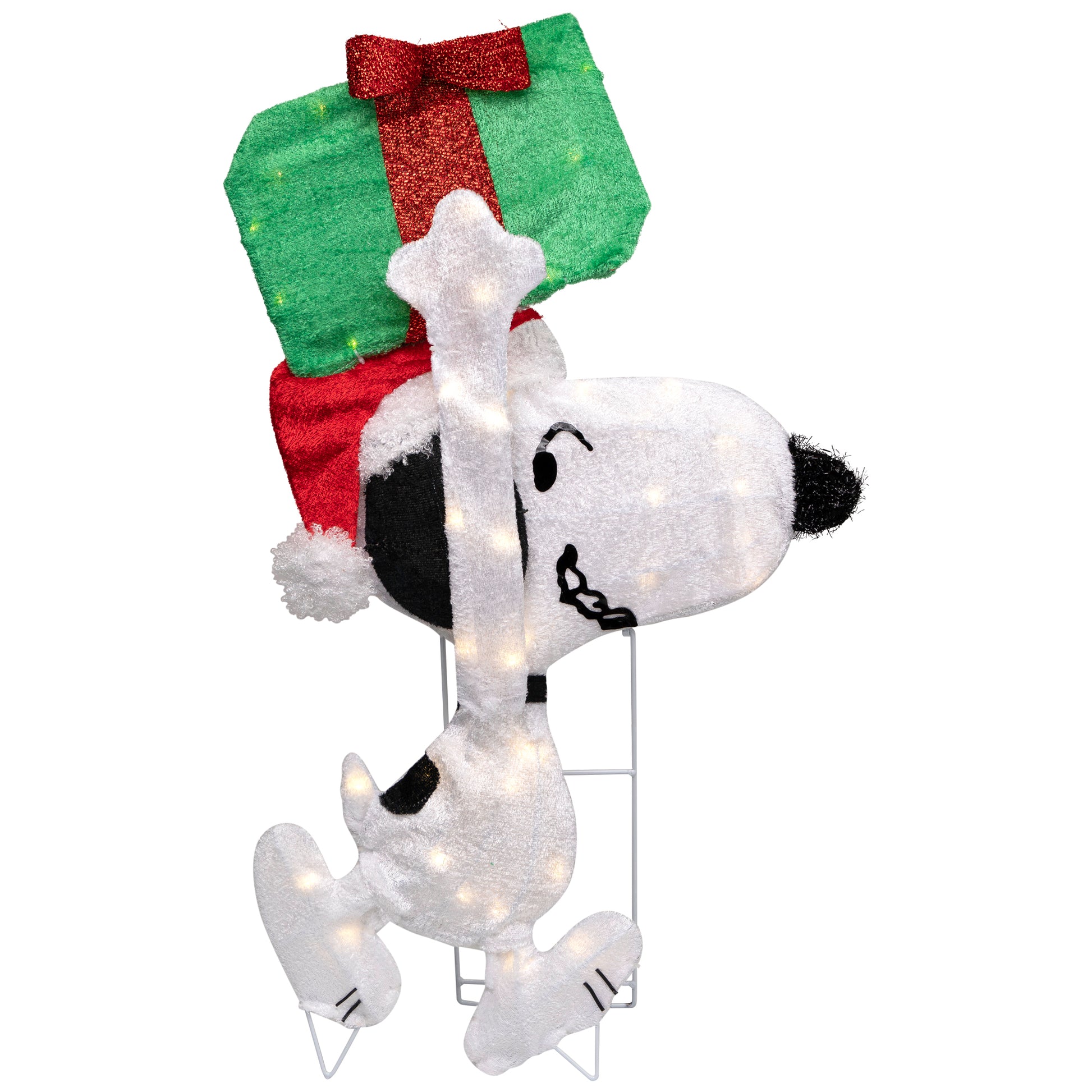 Peanuts Christmas 32" Prelit Snoopy Holding Present Outdoor Decoration - Clear Lights